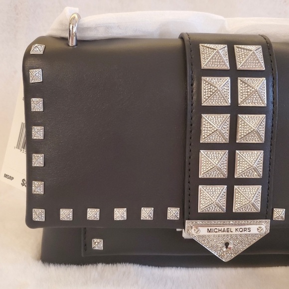 Michael Kors Black Studded Cece Crossbody Shoulder Bag - Picture 11 of 12